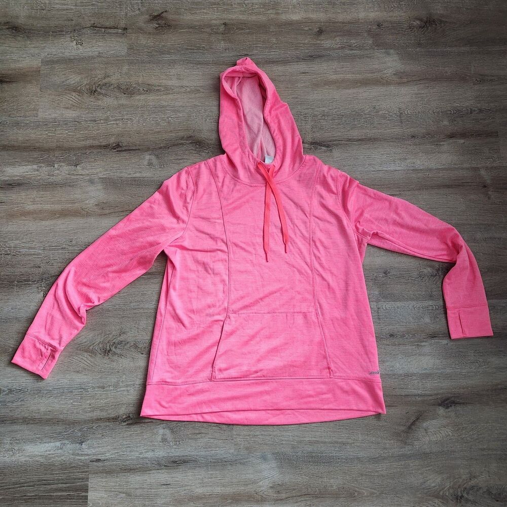 Avia Women’s Neon Pink Pullover Activewear Hooded XXL Lightweight w/ Thumbhole